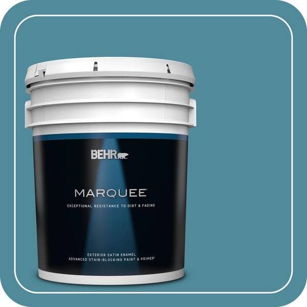 BEHR MARQUEE 5 gal. #S460-5 Blue Square Satin Enamel Exterior Paint & Primer (2)