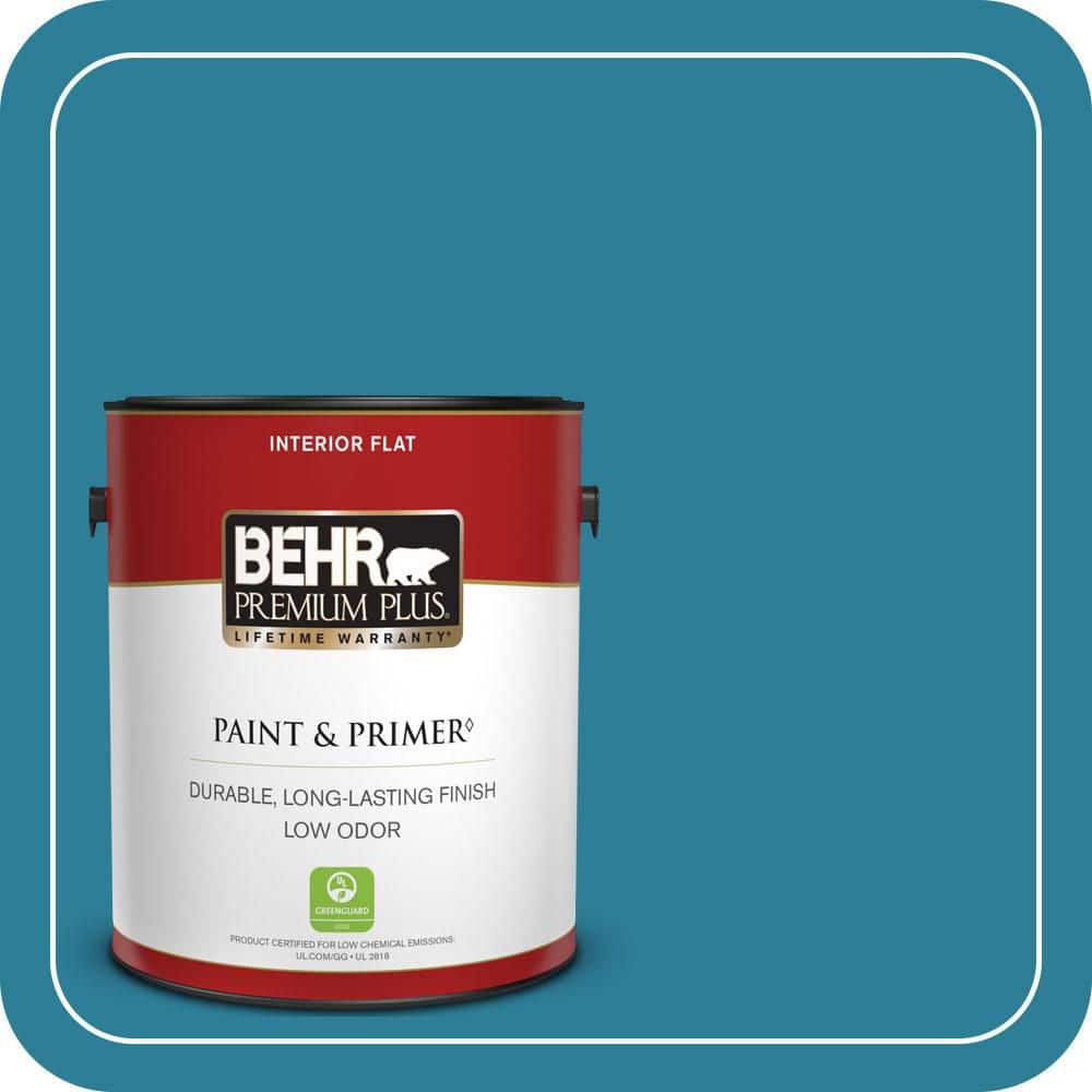 BEHR PREMIUM PLUS 1 gal. #M480-6 Valley of Glaciers Flat Low Odor Interior Paint & Primer (1)