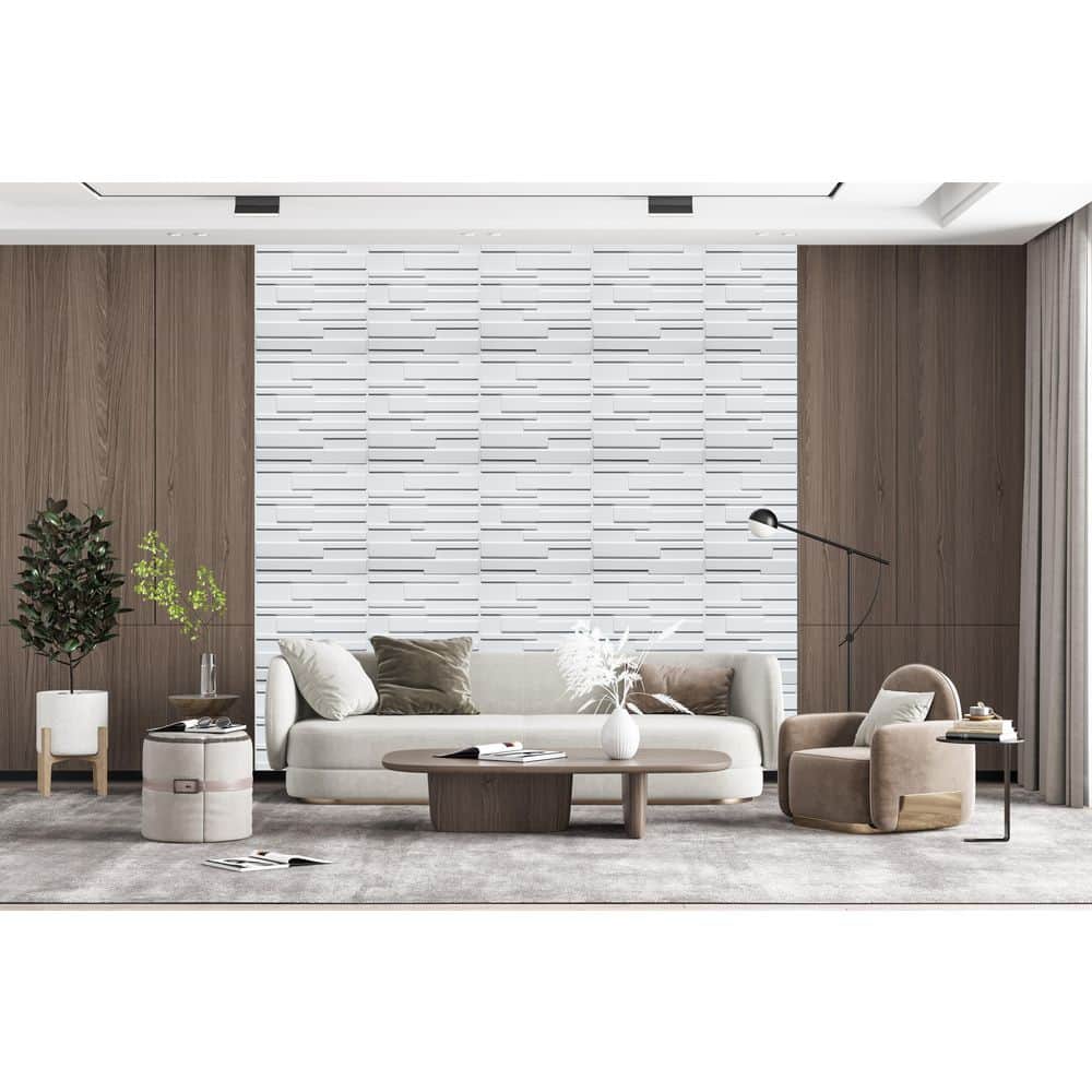 Dundee Deco Falkirk Ross 2/25 in. x 19.7 in. x 19.7 in. White PVC Bricks 3D Decorative Wall Panel (3)