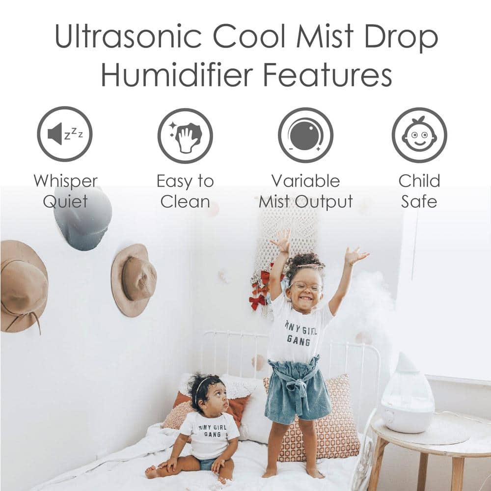 Crane Drop Ultrasonic Cool Mist Humidifier for Medium to Large Rooms up to 500 sq. ft.- /White (3)