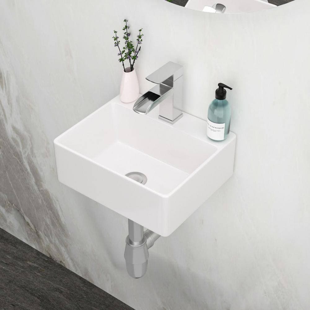 Miscool Anky 4.8 in. H Wall Mounted Bathroom Sink in White Ceramic (2)