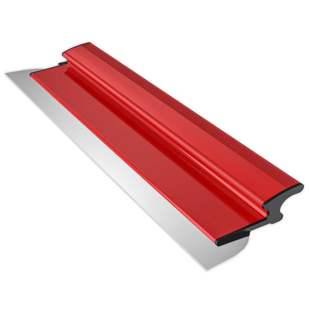 Laybus Red Stainless Steel 24 in. Drywall Skimming Blade with Ergonomically Designed Grip Replaceable 0.35 mm Blade for Gyprock (1)