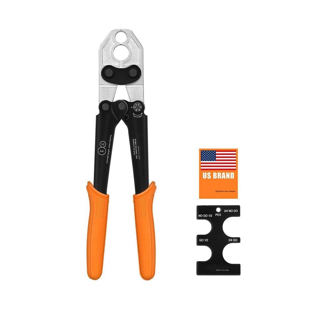 Unbranded 1/2 and 3/4 Inch Combo PEX Crimping Tool for Copper Crimp Rings with Go No Go Gauge ASTM F1807 Plumbing