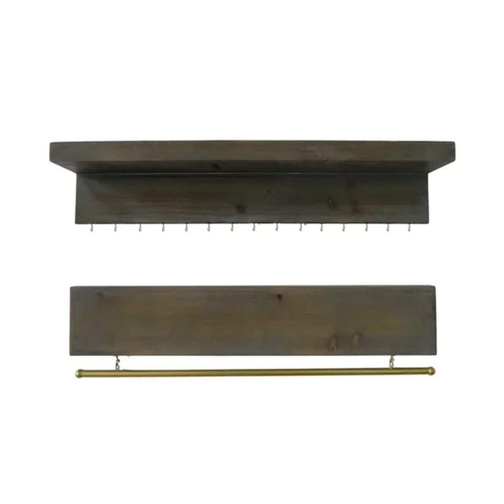HomeRoots 32 in. W x 6 in. H x 6 in. D Wood Rectangular Shelf in Brown