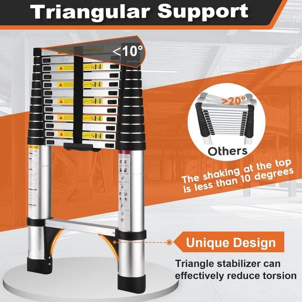 Unbranded 12.5 ft. Reach Aluminum Telescoping Multi-Position Ladder, 330 lbs. Load Capacity Type IAA Duty Rating RV Outdoor Work (2)