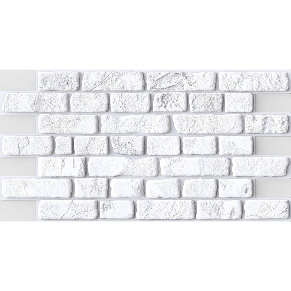 Dundee Deco 3D Falkirk Renfrew II 1/50 in. x 37 in. x 19 in. White Faux Bricks PVC Decorative Wall Paneling (5-Pack) (3)