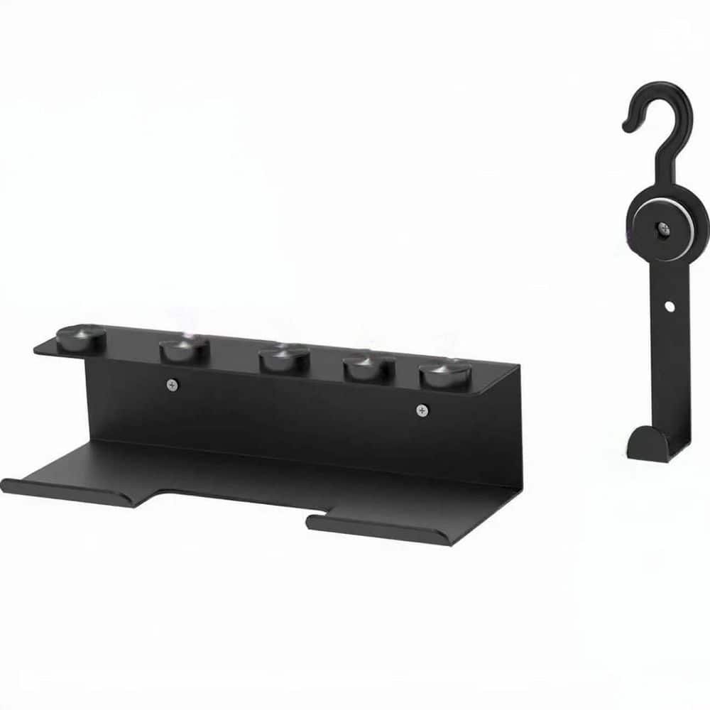 Wudkey 12.2 in. W Hair Tool Organizer, Hair Dryer and Curling Wand Organizer with Cord Hanger in Black (1)