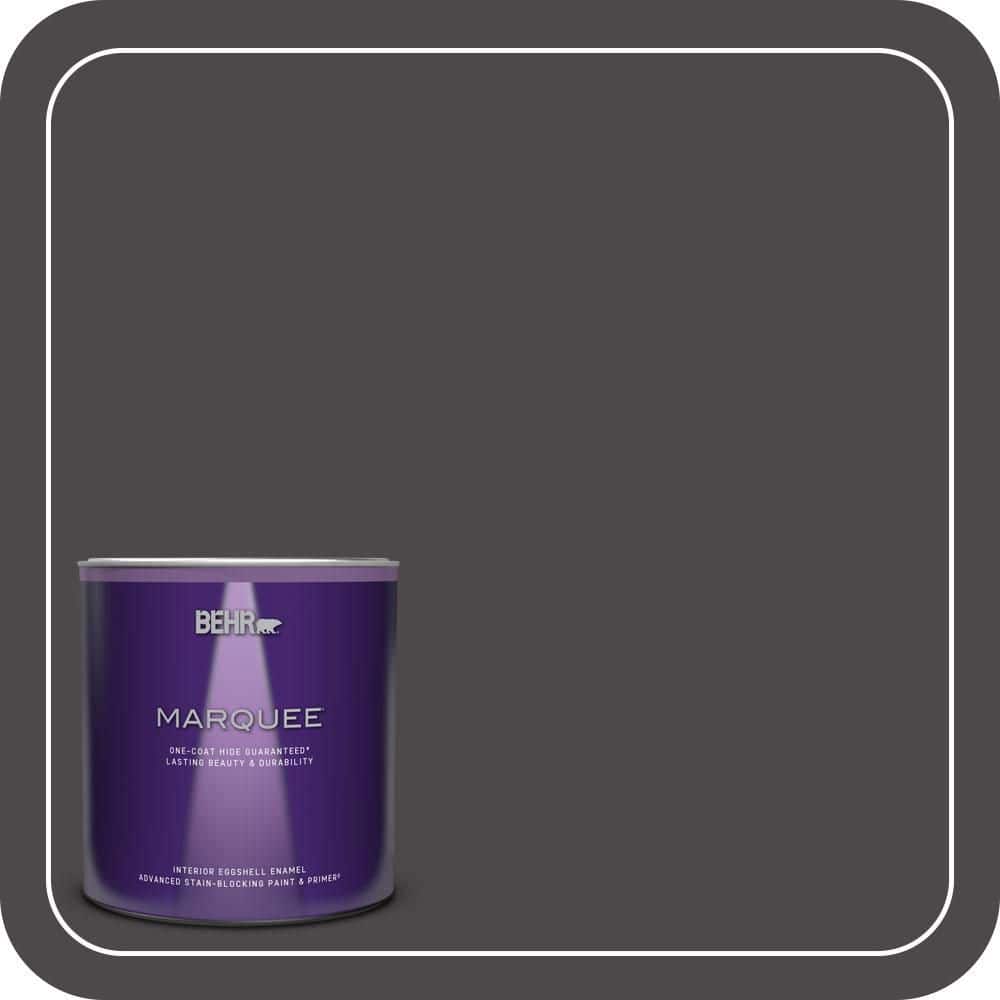 BEHR MARQUEE 1 qt. #N530-7 Private Black One-Coat Hide Eggshell Enamel Interior Paint & Primer