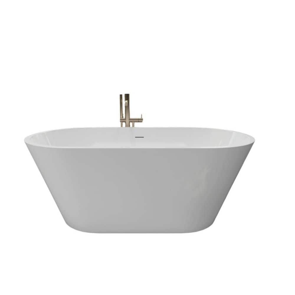 Unbranded 51 in. x 27.5 in Acrylic Freestanding Soaking Bathtub Flat Bottom Stand Alone A24 Free Standing Tub