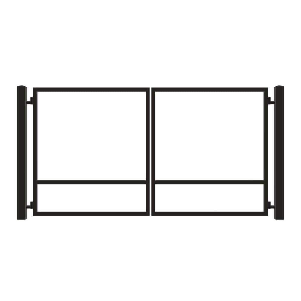 Unbranded Driveway Gate — Swing, Center, Square, Black — 142"W x 72"H (1)