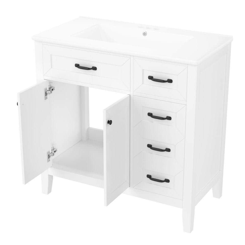 COWLOWN 36 in. W x 18.1 in. D x 35 in. H Bathroom White Linen Cabinet (1)