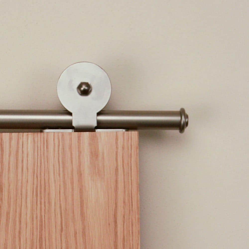 Quiet Glide 72 in. Top Mount Satin Nickel Sliding Barn Door Round Track and Hardware Kit (3)