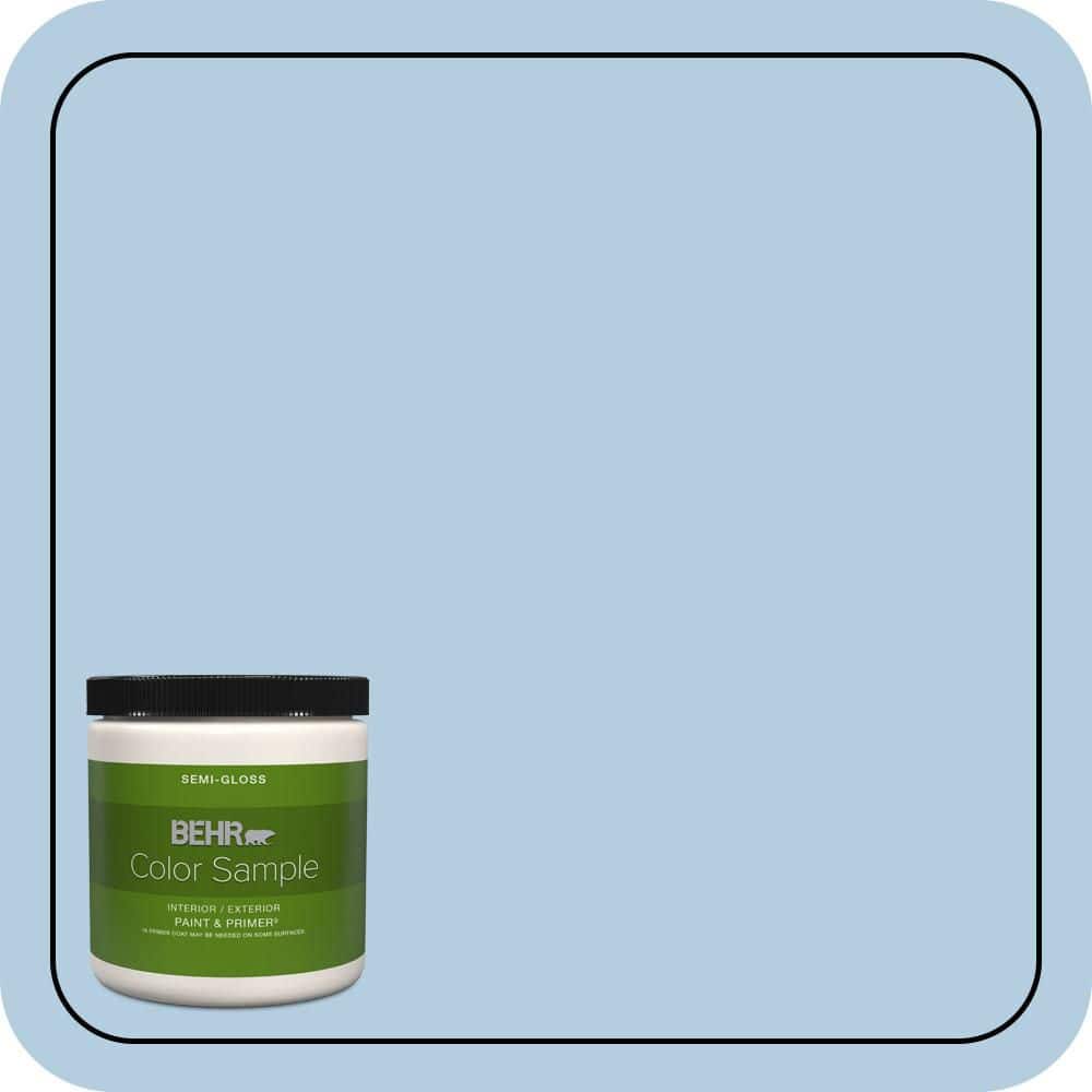 BEHR PREMIUM PLUS 8 oz. #PPU14-14 Crystal Waters Semi-Gloss Interior/Exterior Paint & Primer Color Sample