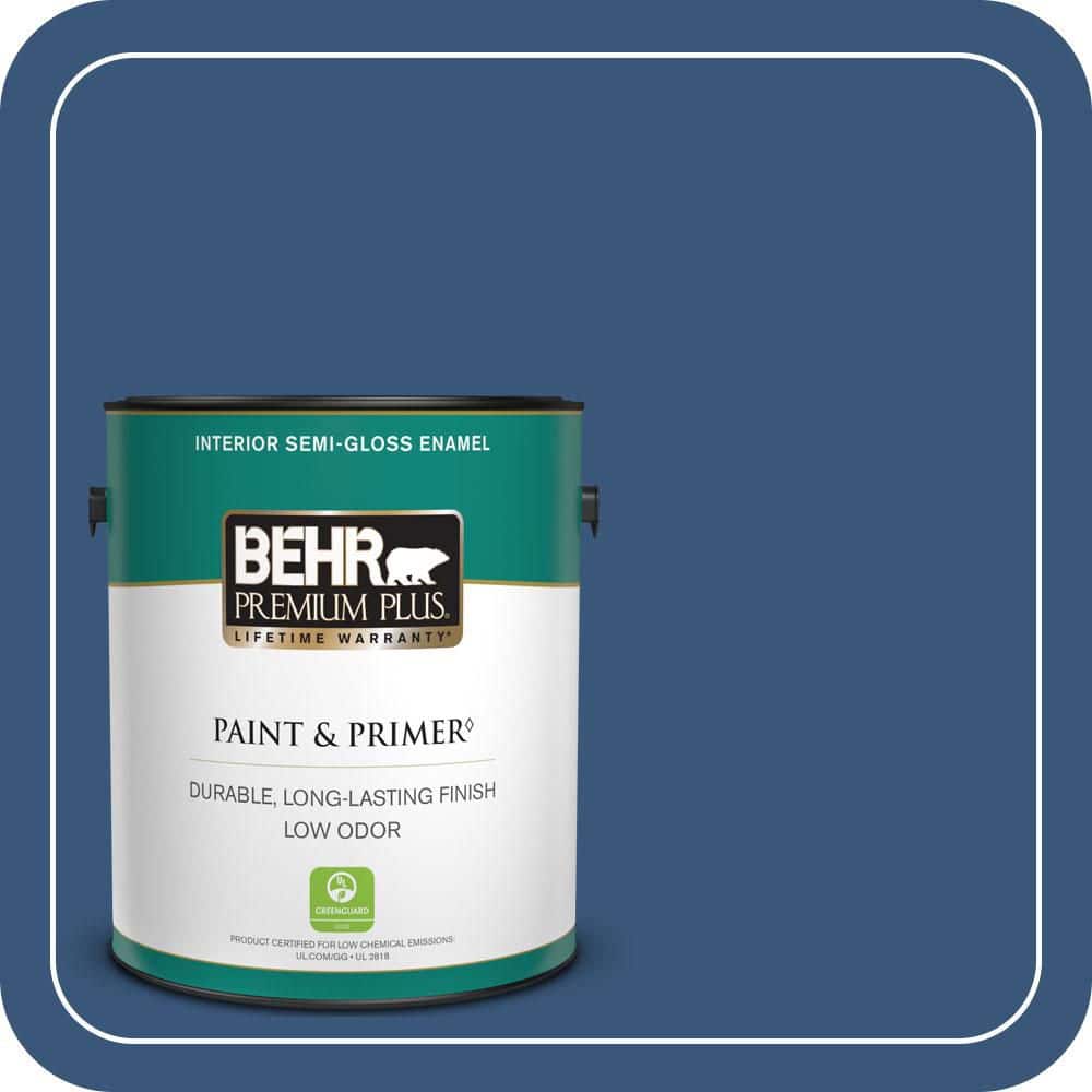 BEHR PREMIUM PLUS 1 gal. #590D-7 Star Spangled Semi-Gloss Enamel Low Odor Interior Paint & Primer