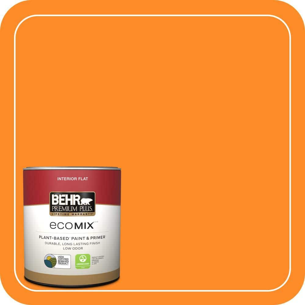 BEHR PREMIUM PLUS 1 qt. #S-G-280 Mango Madness Flat EcoMix Plant-Based Interior Paint & Primer (1)