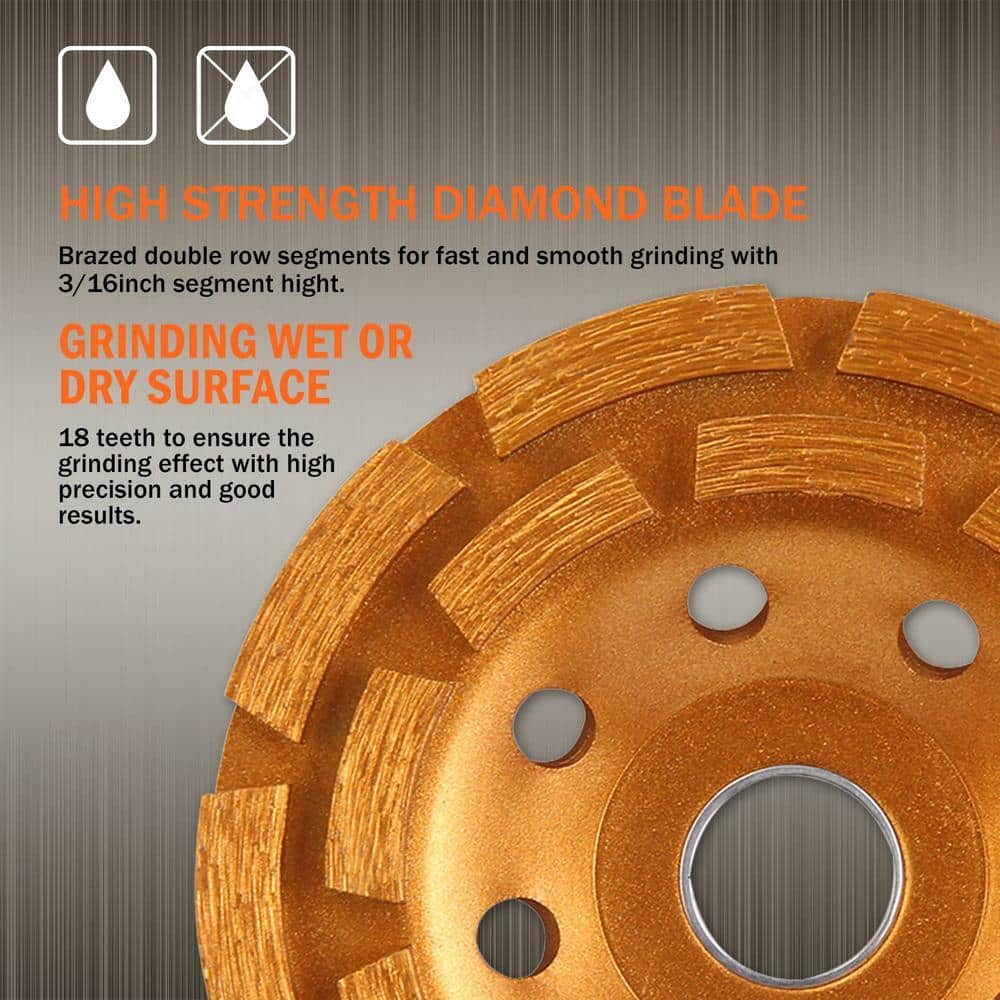 Angel Sar 4-1/2 in. Diamond Concrete Grinding Wheel, Angle Grinder Wheels Cup for Polishing and Cleaning Stone Concrete Surface (3)