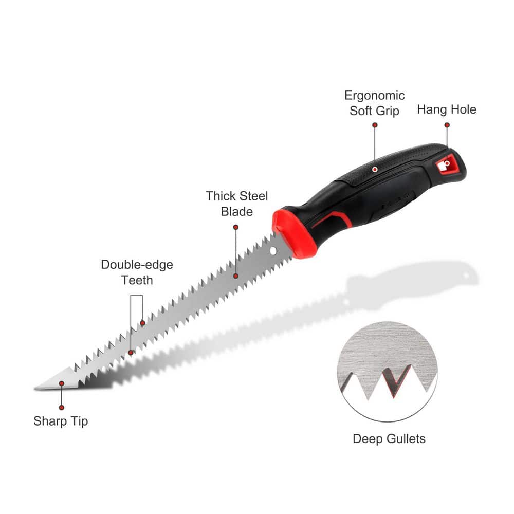 Unbranded 6 in. Double Edge Drywall Jab Saw with Soft Grip Handle and Sharp Tip for Cutting Wallboard Plywood Plastic (3)