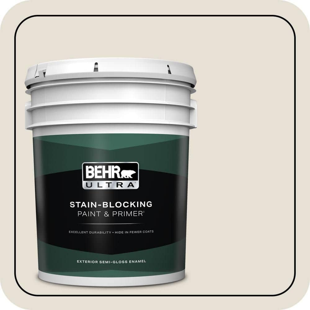 BEHR ULTRA 5 gal. #N310-1 Sand Drift Semi-Gloss Enamel Exterior Paint & Primer
