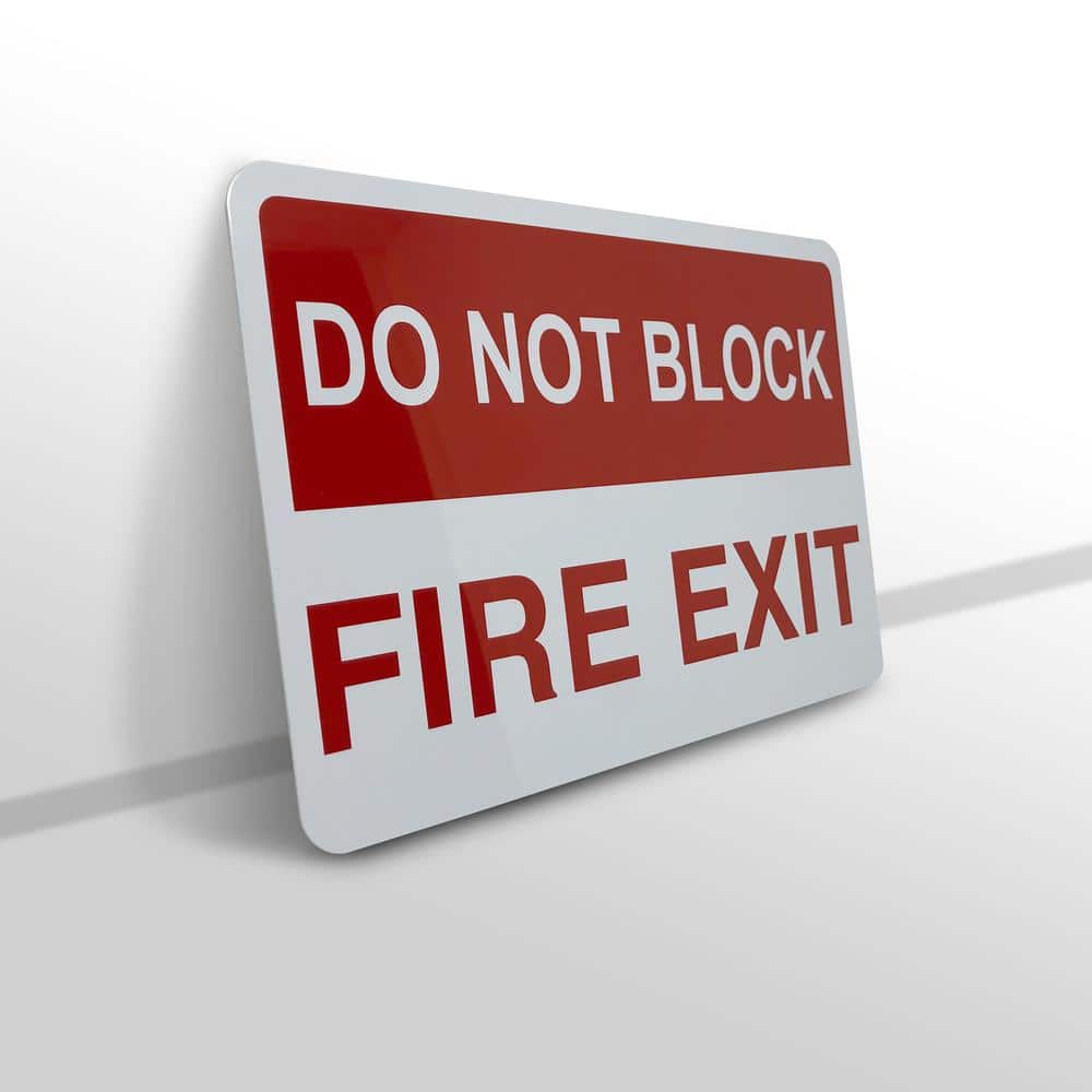BISON LIFE Red/White, Do Not Block Fire Exit Sign, Metal Fire Safety Sign (10-Pieces) (3)