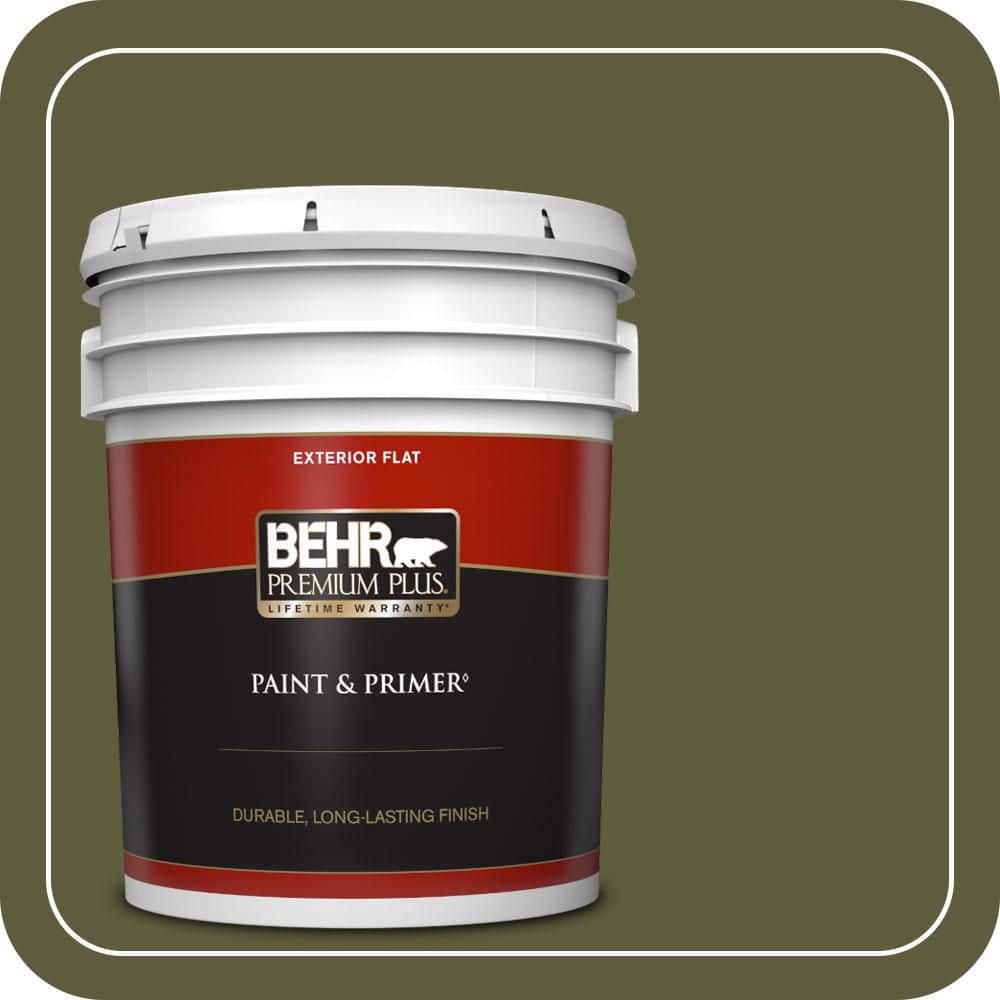 BEHR PREMIUM PLUS 5 gal. #PPU9-25 Eastern Bamboo Flat Exterior Paint & Primer