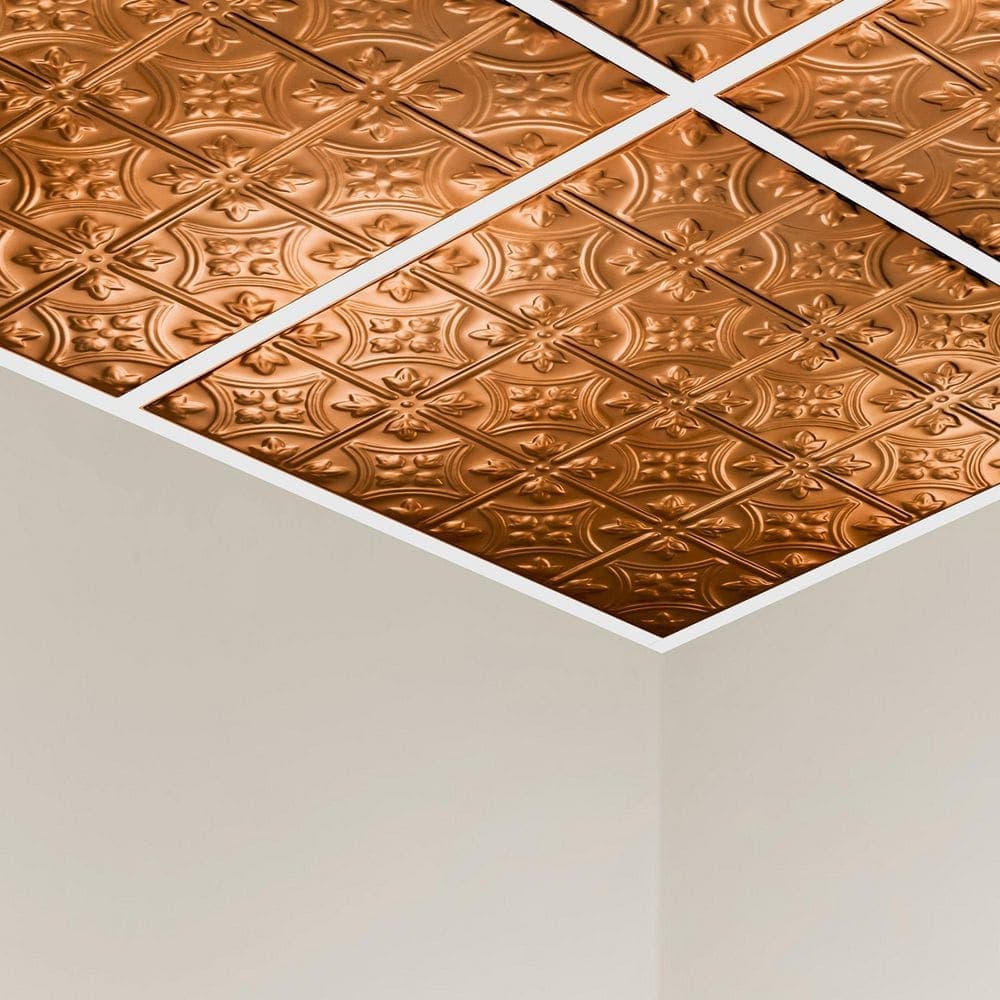 Great Lakes Tin Hamilton 2 ft. x 2 ft. Lay-In Tin Ceiling Tile in Copper (20 sq. ft. / case of 5) (3)
