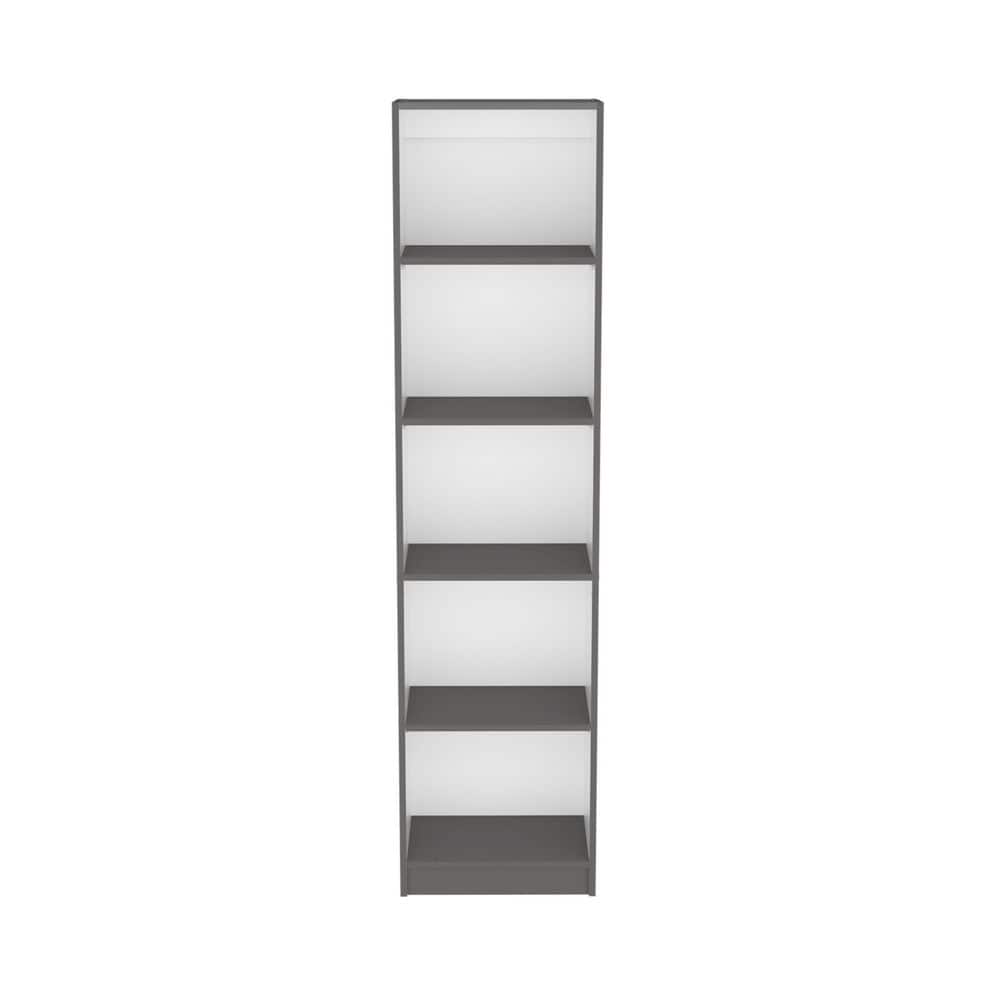 Tahanbath 11.80 in. W x 17.70 in. D x 71 in. H Particle Board Freestanding Linen Cabinet w/5-Tier Shelves in Gray / White (1)
