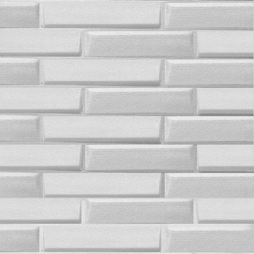 Dundee Deco Falkirk Jura III 1/4 in. x 28 in. x 28 in. Peel & Stick Off-White Faux Brick PE Foam Decorative Wall Paneling (1)