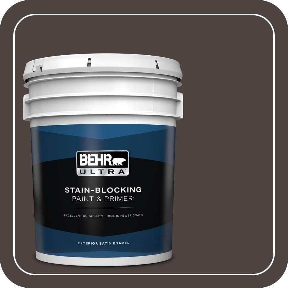 BEHR ULTRA 5 gal. #PPU5-01 Espresso Beans Satin Enamel Exterior Paint & Primer