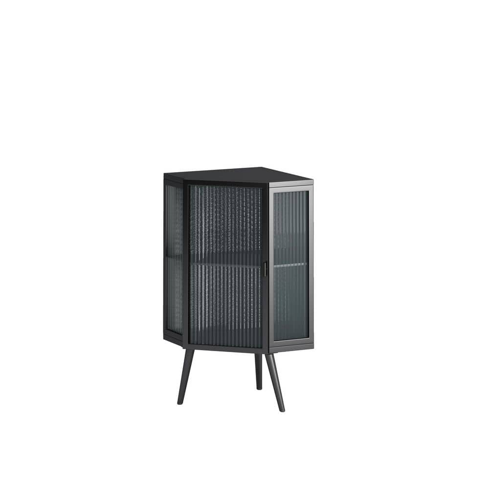 Lycvki 22.25 in. W x 16.54 in. D x 31.5 in. H Black Linen Cabinet with Tempered Glass Door and Storage Shelves for Bathroom (1)