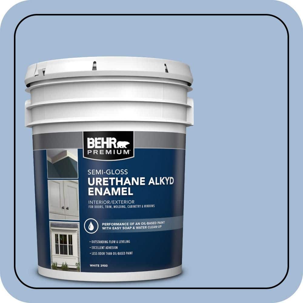 BEHR PREMIUM 5 gal. #M530-3 Perennial Blue Urethane Alkyd Semi-Gloss Enamel Interior/Exterior Paint