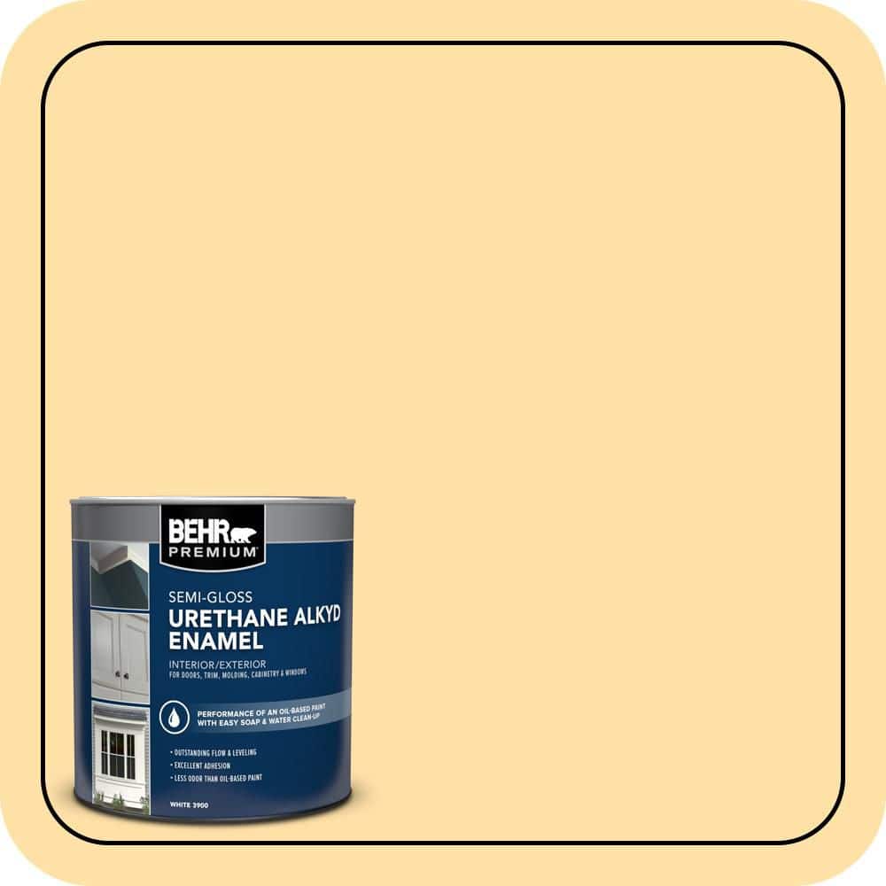 BEHR PREMIUM 1 qt. #310A-3 Manila Tint Semi-Gloss Enamel Urethane Alkyd Interior/Exterior Paint (1)