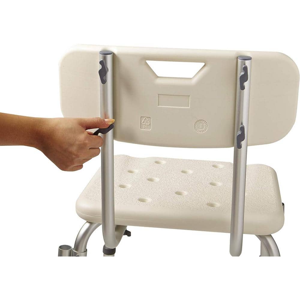 Adrinfly 18 in. Slip Resistant Aluminum Shower Seat with Padded Armrests and Back Heavy Duty 350 lb. Capacity in White (2)
