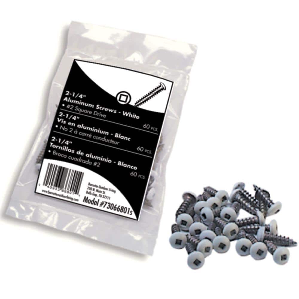 Barrette Outdoor Living 2-1/4 in. White Aluminum Screws for Vinyl Fencing (60-Pieces Per Bag) (1)