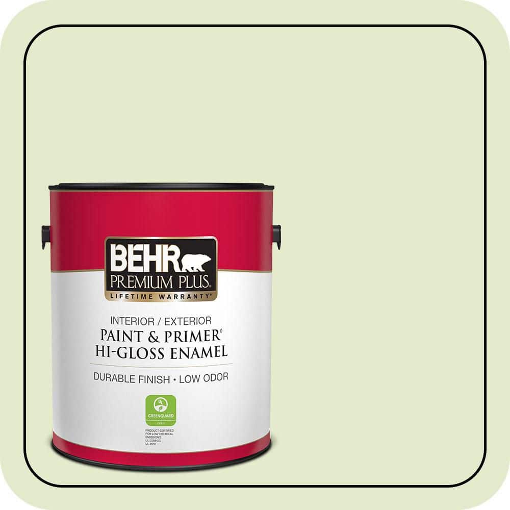 BEHR PREMIUM PLUS 1 gal. #P370-2 Praying Mantis Hi-Gloss Enamel Interior/Exterior Paint & Primer