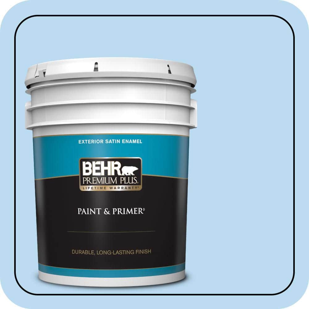 BEHR PREMIUM PLUS 5 gal. #P510-1 Greek Isles Satin Enamel Exterior Paint & Primer