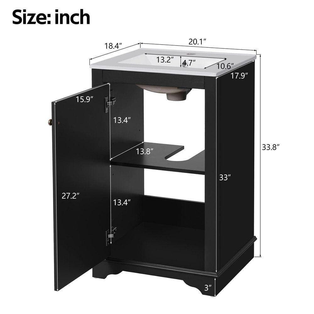 COWLOWN 20.1 in. W x 18.4 in. D x 33.8 in. H Bathroom Black Linen Cabinet (2)