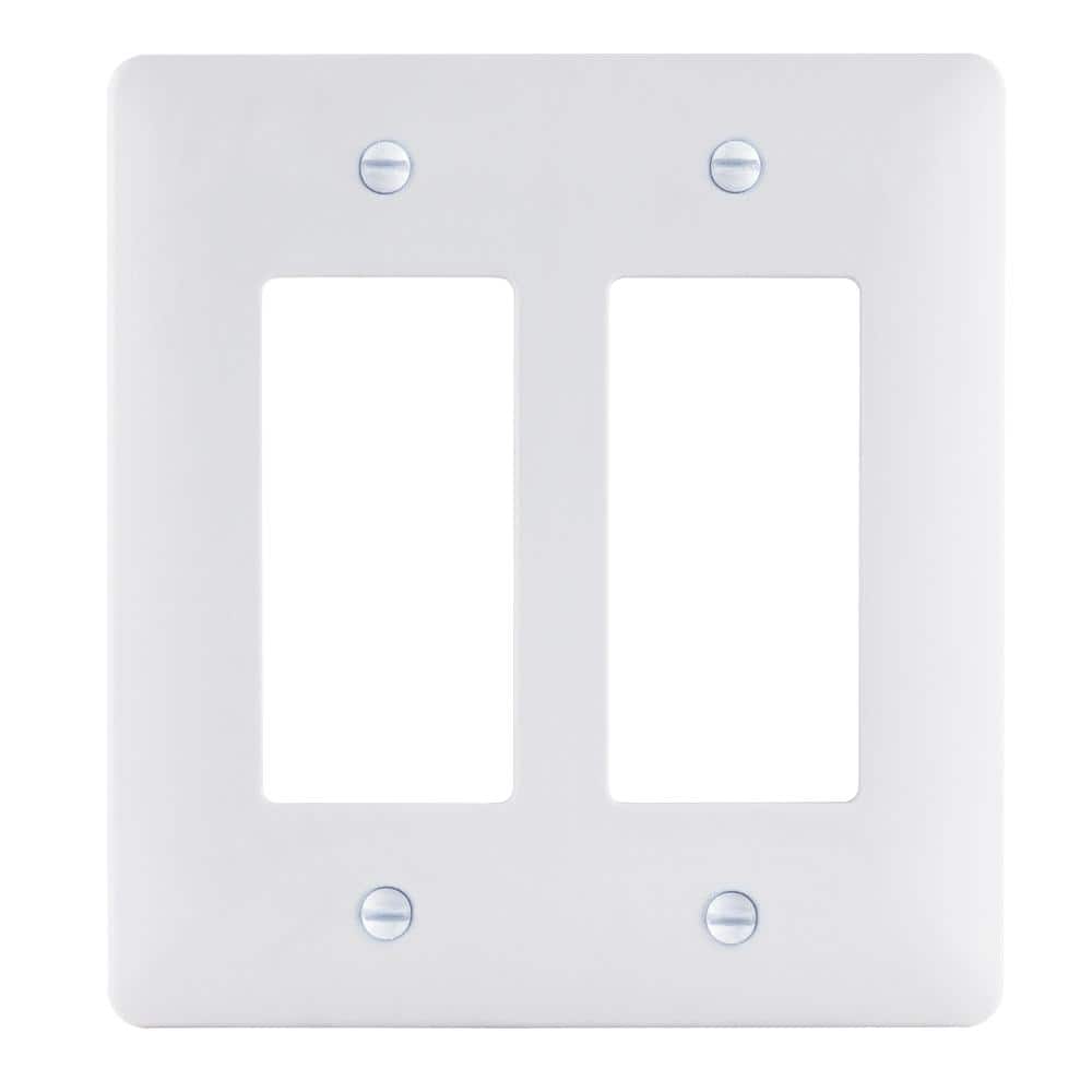 Commercial Electric 2-Gang Rocker/Rocker Midway/Maxi Sized Plastic Wall Plate, White (Textured/Paintable Finish)