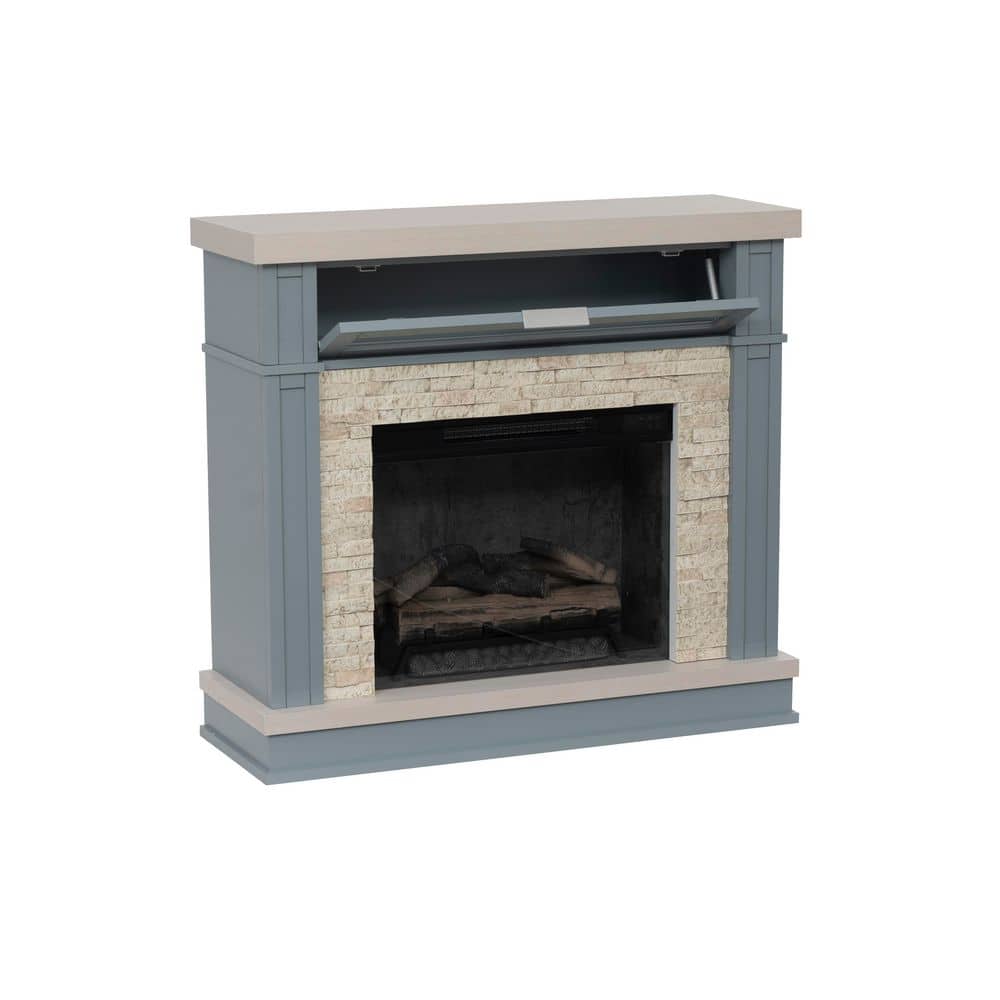 Linon Home Decor Ephersyn 40 in. Freestanding Electric Fireplace TV Stand in Blue