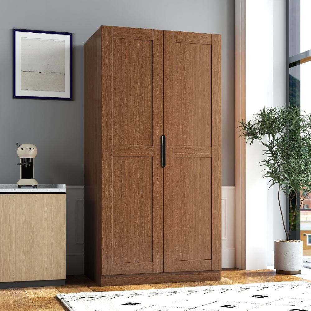 XUJMK 32 in W x 22 in D x 63 in H Linen Cabinet, Kitchen Pantry Cabinet, Buffet Cupboards Sideboard with Doors,Shelves, Walnut (3)
