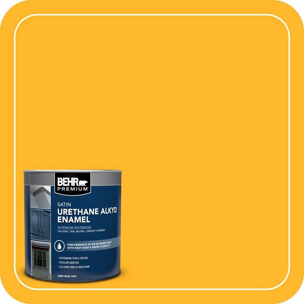 BEHR PREMIUM 1 qt. #P260-7 Extreme Yellow Satin Enamel Urethane Alkyd Interior/Exterior Paint