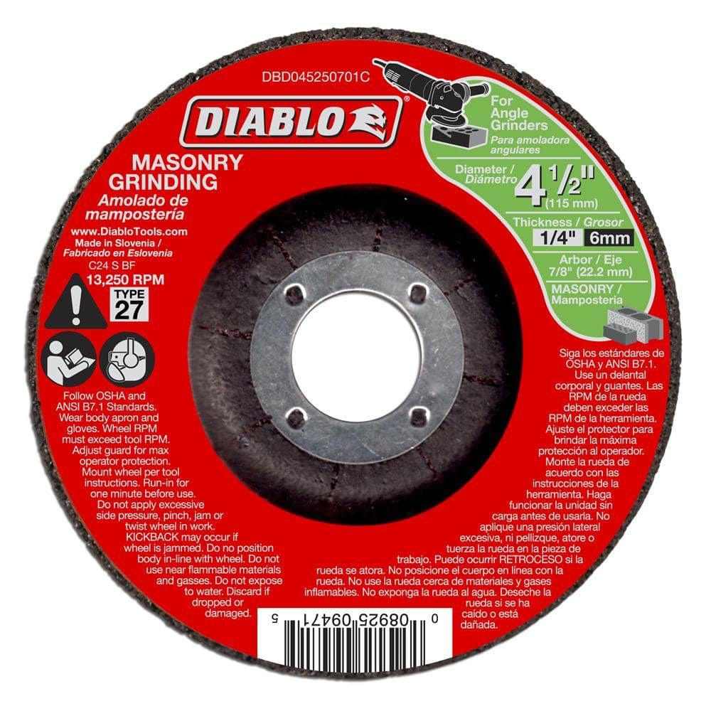 DIABLO 4-1/2 in. 1/4 in. 7/8 in. Grinding Disc with Type 27 Depressed Center