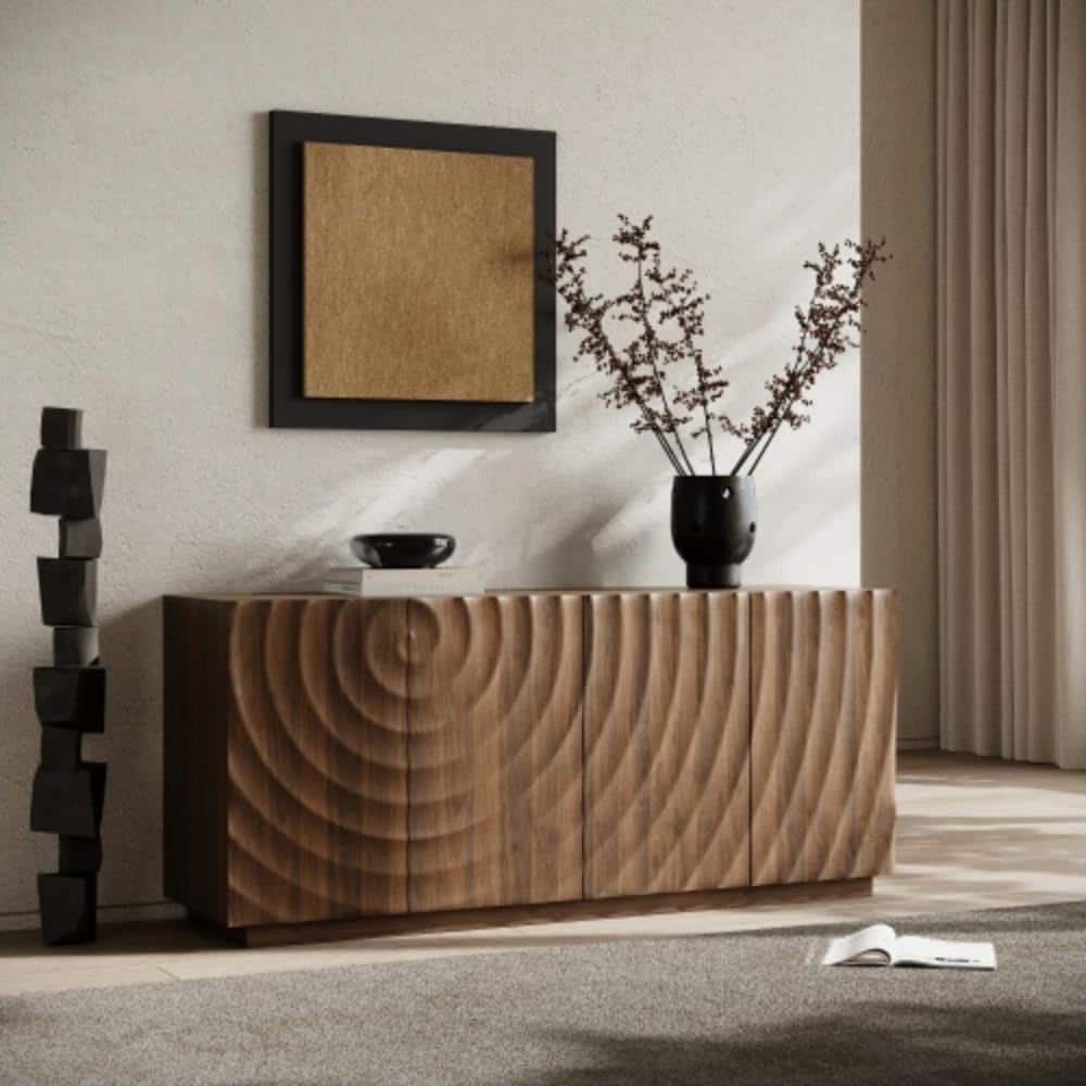 Unbranded 59 in. W x 15 in. D x 26.5 in. H Bathroom Brown Linen Cabinet (3)