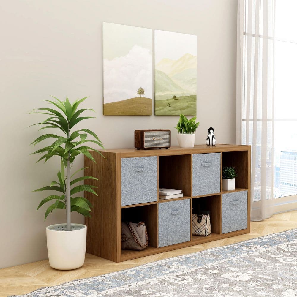 Tahanbath 15.35 in. W x 29.92 in. D x 57.52 in. H MDF Freestanding Linen CabinetLinen Cabinet with 4-Shleves in Walnut (2)
