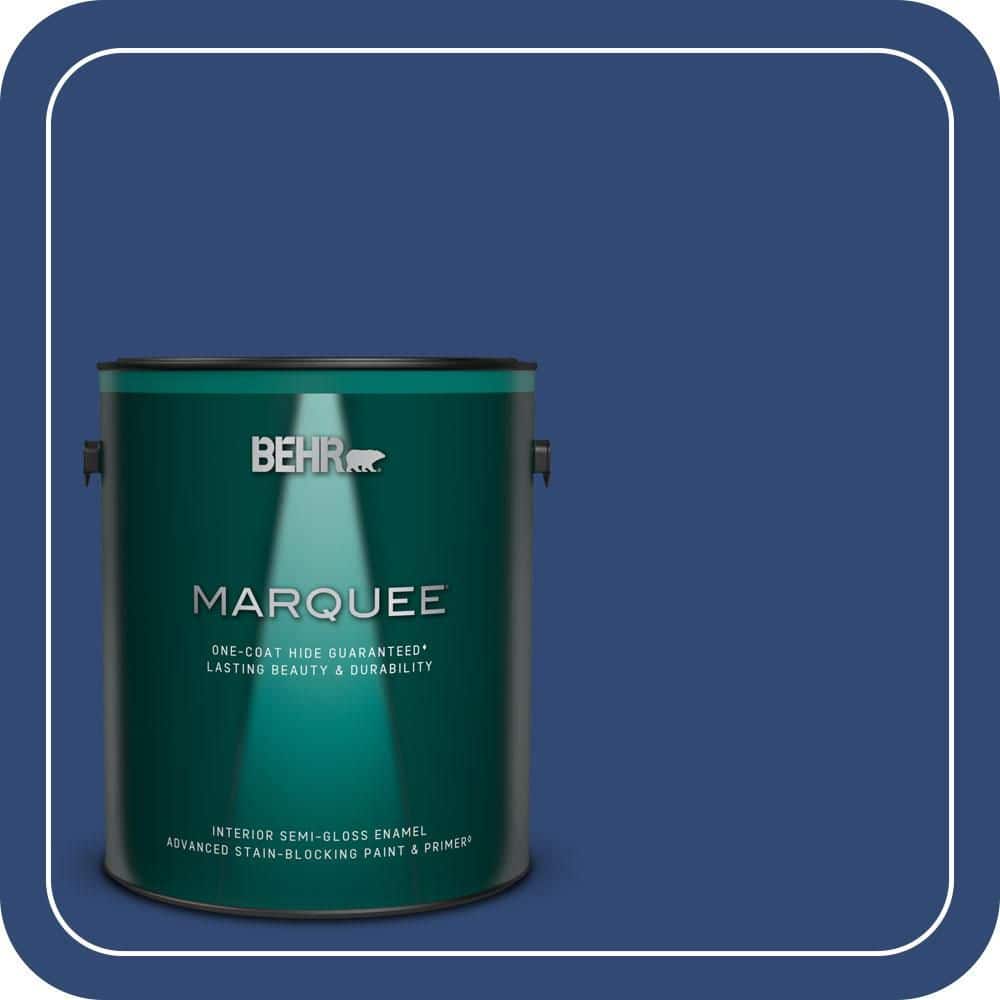 BEHR MARQUEE 1 gal. #S-H-580 Navy Blue Semi-Gloss Enamel Interior Paint & Primer