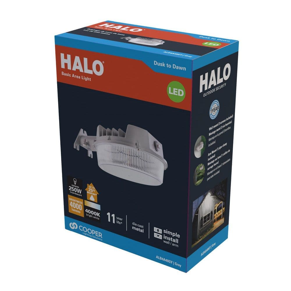 HALO ALB 250-Watt Equivalent Integrated LED Gray Dusk to Dawn Area Light, 4000K (3)