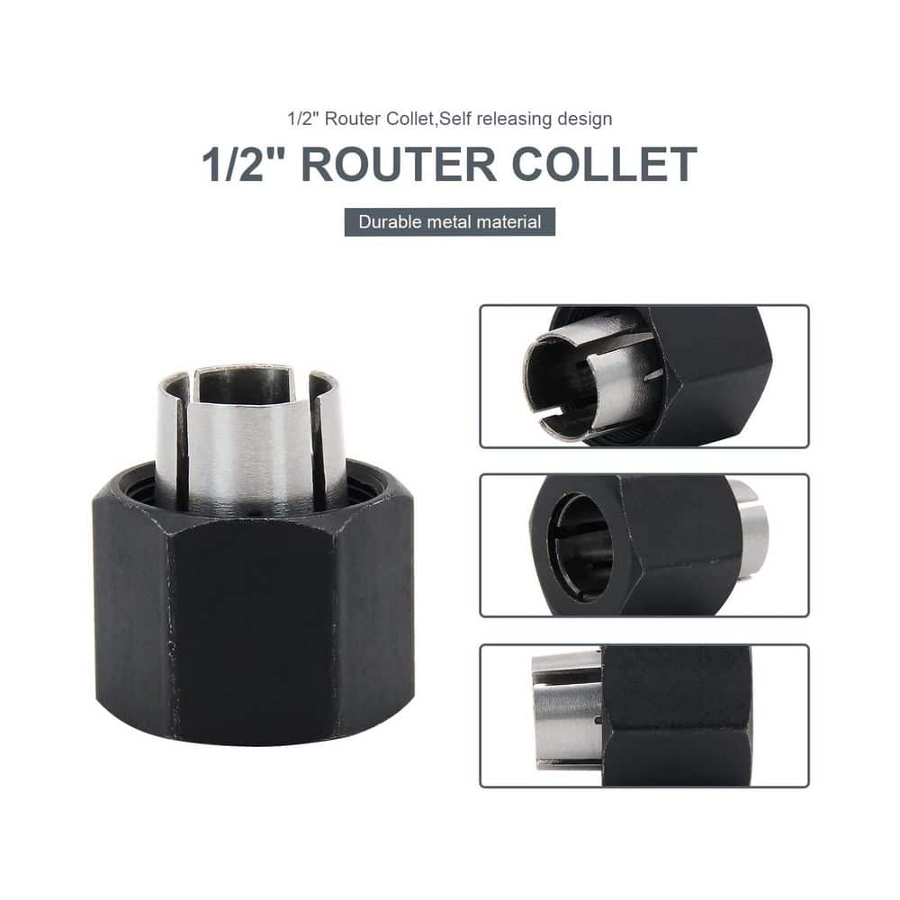 Unbranded 1/2 Inch Steel Router Collet with Self Releasing Design for Dewalt Bosch Hitachi Compatible 1-Pack Minimized Vibration (3)