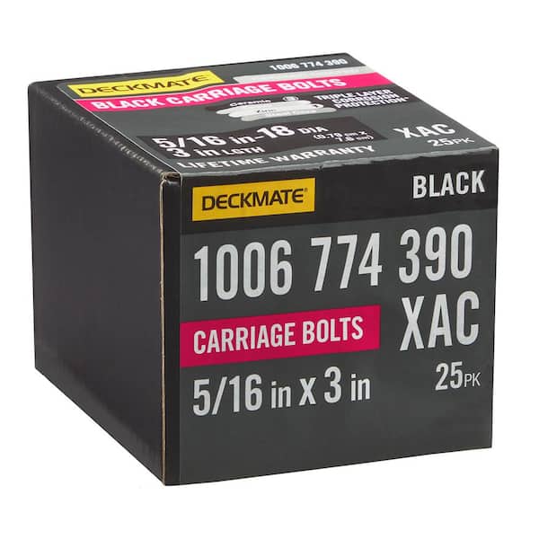 DECKMATE 5/16 in. -18 x 3 in. Black Deck Exterior Carriage Bolt (25-Pack) (2)