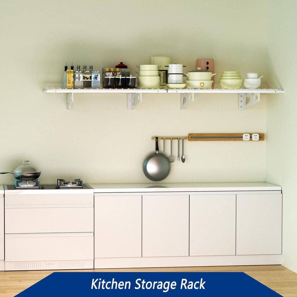 NVNOO 17.7 in. x 35.8 in. Industrial Metal Wall Shelf Garage Storage Rack Wall Mounted Floating Shelves, White (2-Pack) (2)