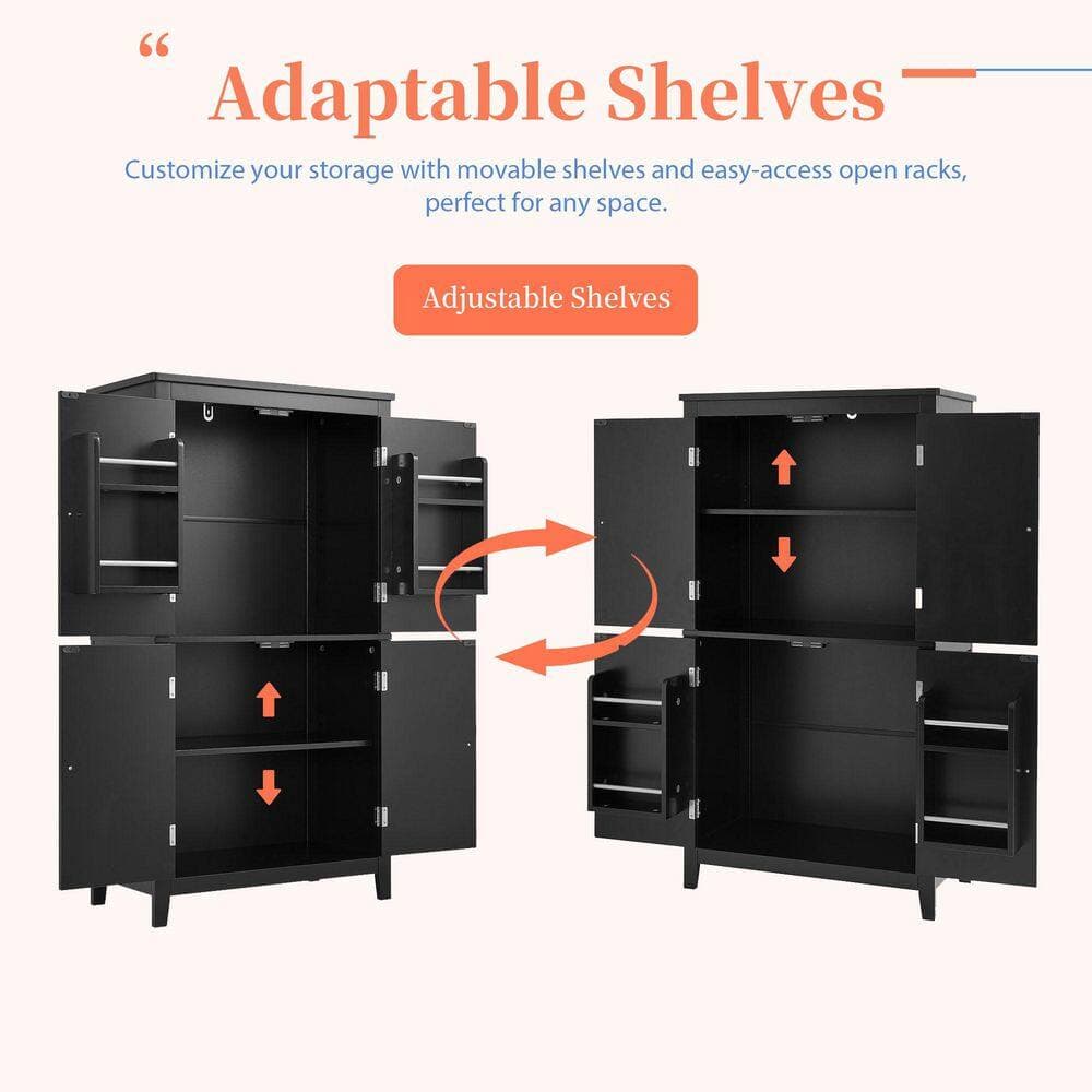 Buruis 23.6 in. W 11.8 in. D 43.3 in. H Freestanding Linen Cabinet with 4-Doors and Adjustable Shelves (4)