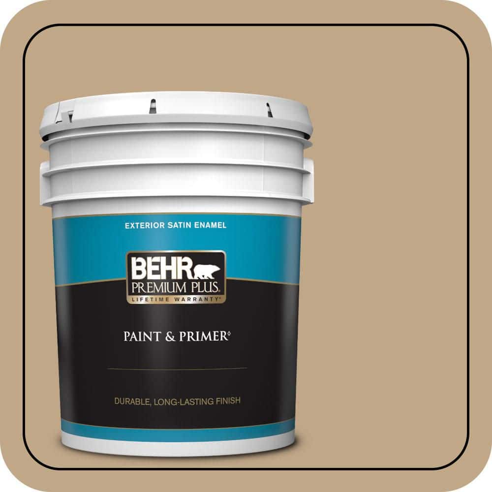 BEHR PREMIUM PLUS 5 gal. #T16-16 Symphony Gold Satin Enamel Exterior Paint & Primer